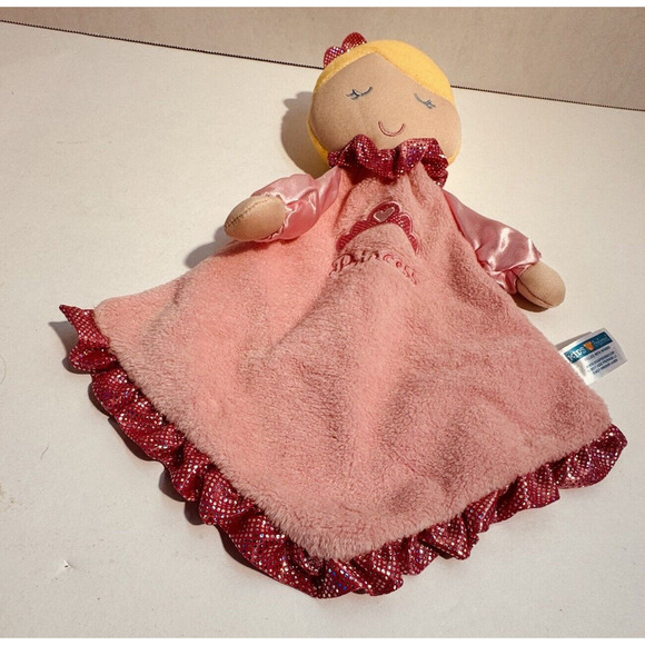 Kids Preferred Girl Plush Security Blanket Lovey Soft Toy Satin Trim Pink Crown - Picture 3 of 6